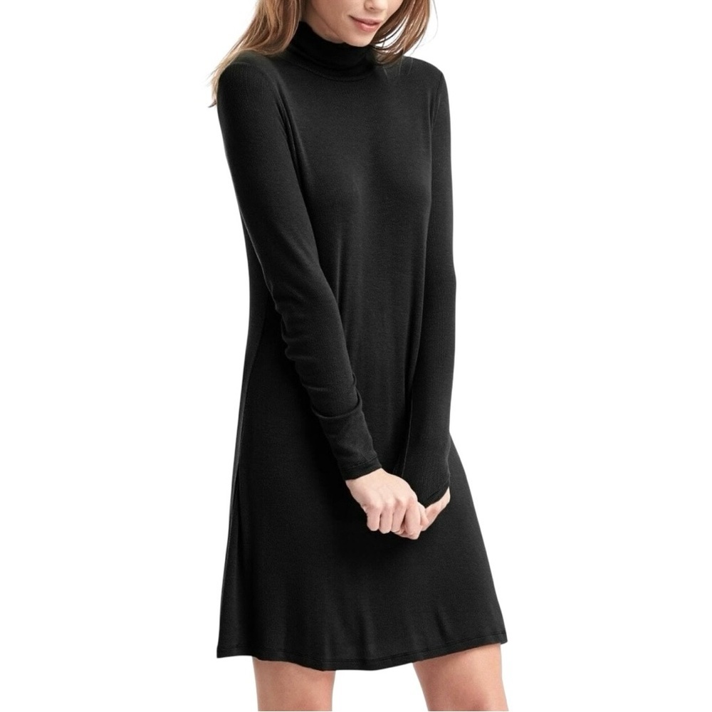NWT GAP Women’s Shirt Dress Black Turtleneck Long Sleeve Cozy Size XS Tall